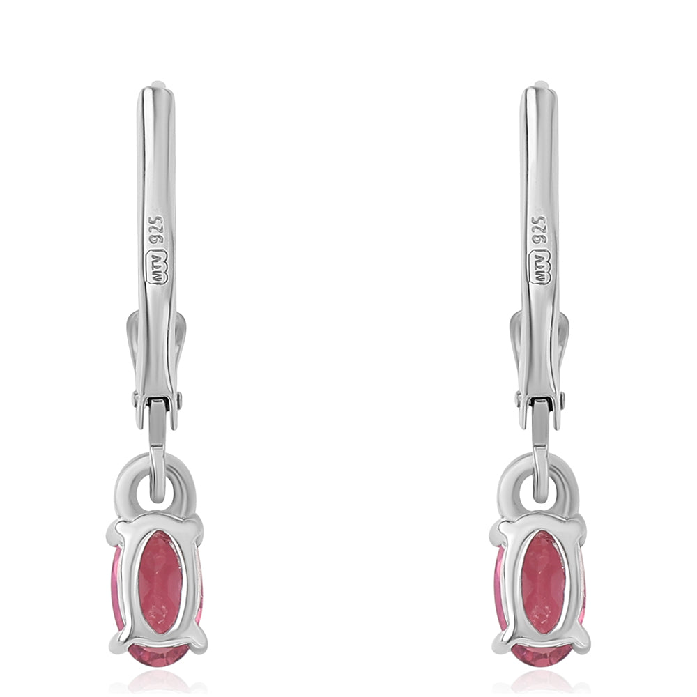 Stříbro 925/1000 - Náušnice s Cruizero Rubelitem - Karátové číslo: 0.5. přibližná hmotnost: 1.22 gramů