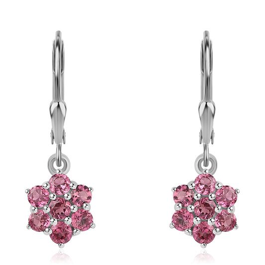 Stříbrné Náušnice s Cruizero Rubelitem