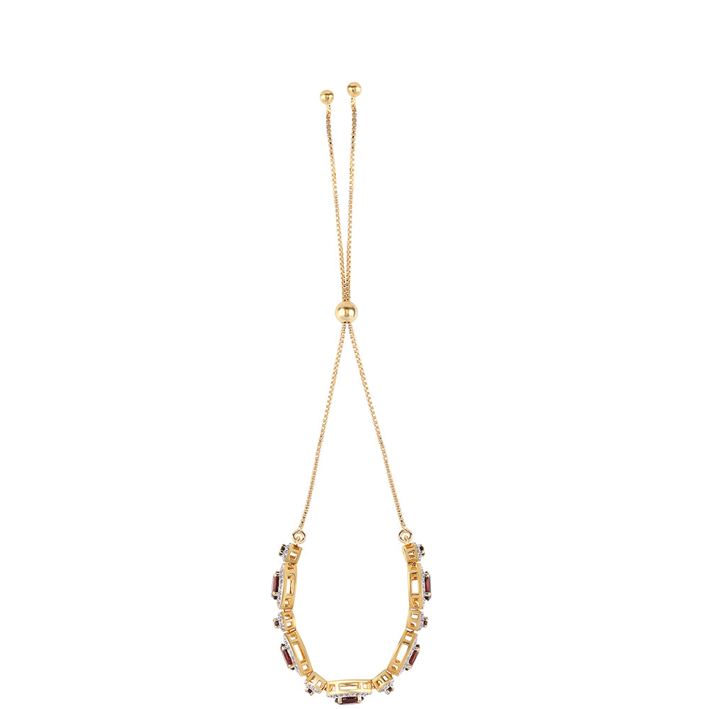 Pozlacený 925 / 1000 Sterlingové Stříbro Náramek s Bartonským Granátem