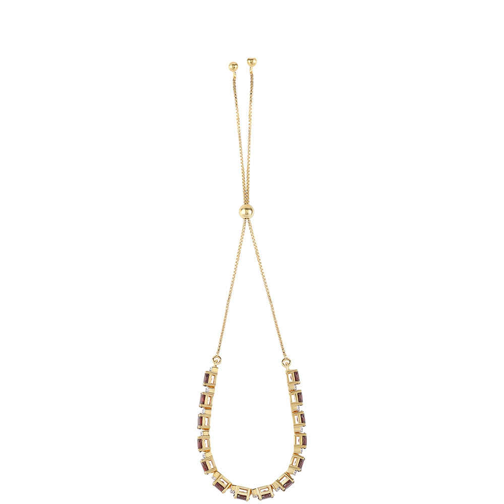 Pozlacený 925 / 1000 Sterlingové Stříbro Náramek s Bartonským Granátem a Bílým Topazem