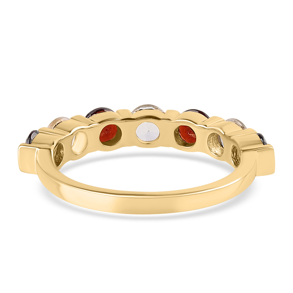 Pozlacené Sterlingové Stříbro 925 / 1000 - Prsten s Bartonským Granátem a Bílým Topazem