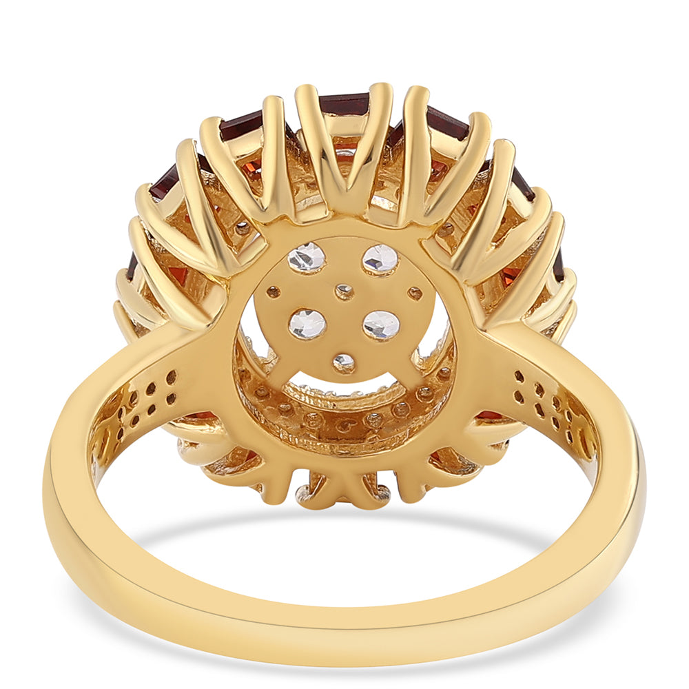 Pozlacený 925 / 1000 Sterlingové Stříbro Prsten s Bartonským Granátem a Bílým Topazem