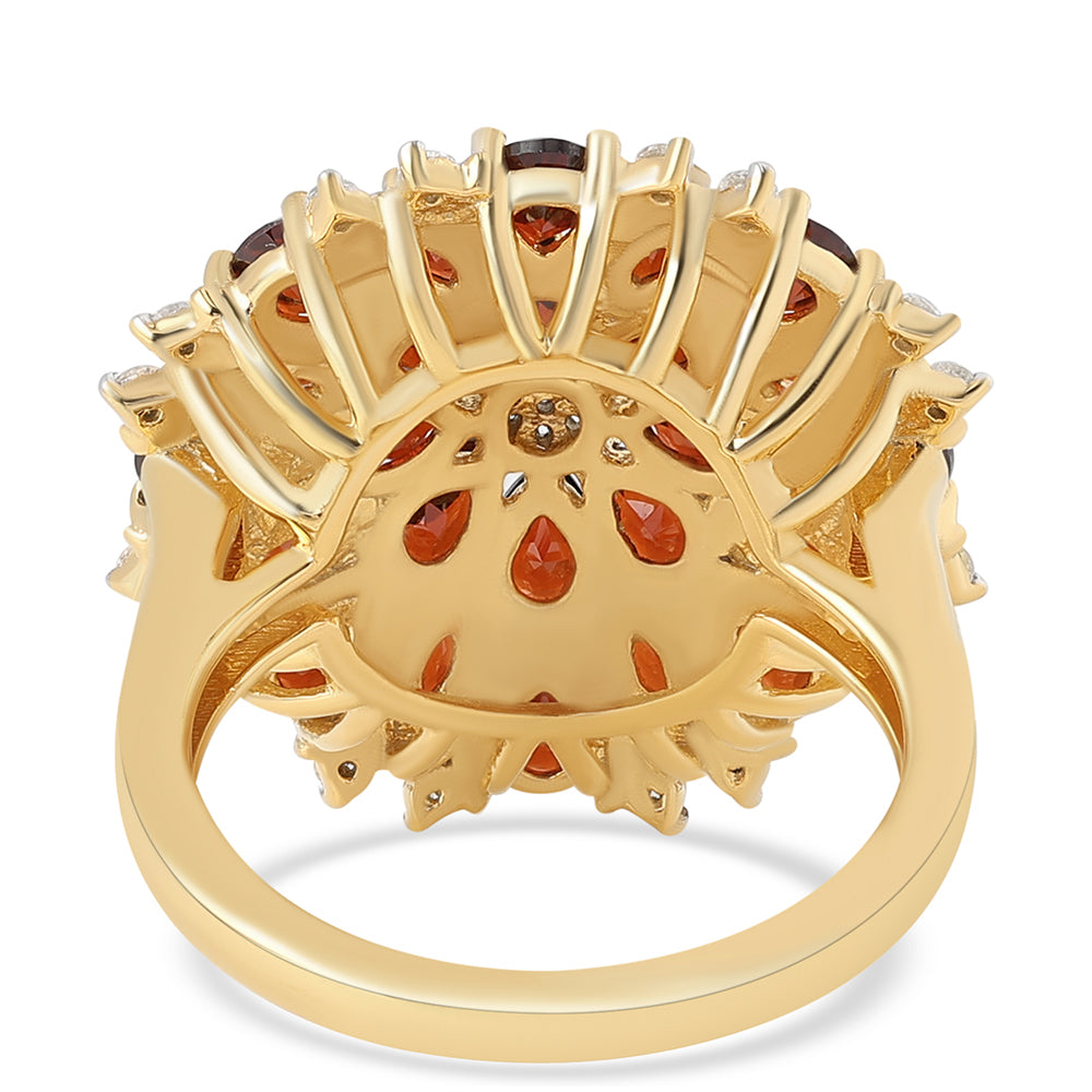 Pozlacený 925 / 1000 Sterlingové Stříbro Prsten s Bartonským Granátem a Bílým Topazem