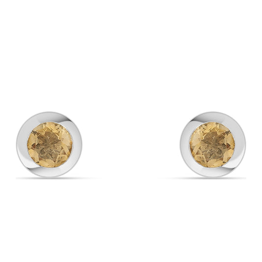Stříbro 925/1000 - Náušnice s Citrínem - Karátové číslo: 0.5. přibližná hmotnost: 1.34 gramů