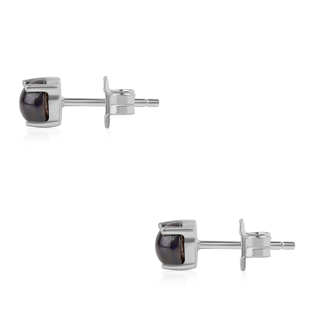 925 / 1000 Sterlingové Stříbro Náušnice s Půlnočně Černým Etiopským Opálem z Lega Dembi