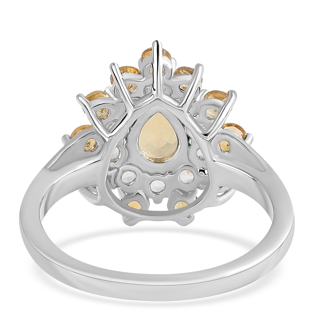 Stříbro 925/1000 - Prsten s Citrínem a Bílým Topazem - Karátové číslo: 2.7. přibližná hmotnost: 4.11 gramů