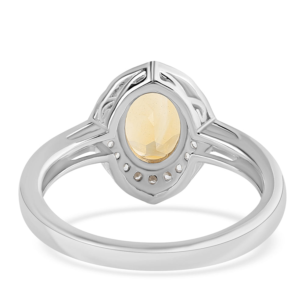 Stříbro 925/1000 - Prsten s Citrínem a Bílým Topazem - Karátové číslo: 1.43. přibližná hmotnost: 3.26 gramů