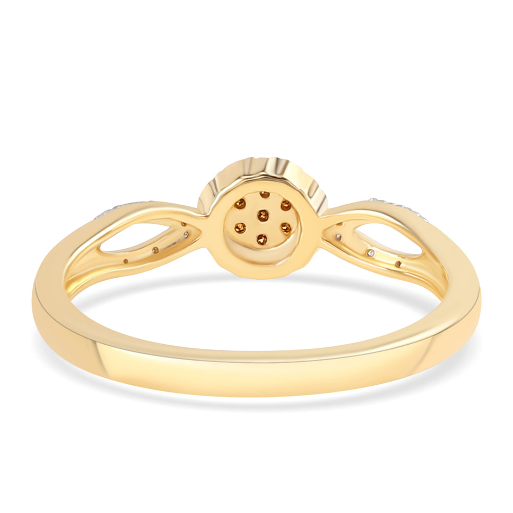 Pozlacené Stříbro 925/1000 - Prsten s Červeným Diamantem a Bílým Diamantem - Karátové číslo: 0.16. přibližná hmotnost: 2.41 gramů