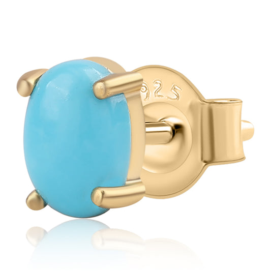 Pozlacené Sterlingové Stříbro 925 / 1000 - Náušnice s Tyrkysem Sleeping Beauty