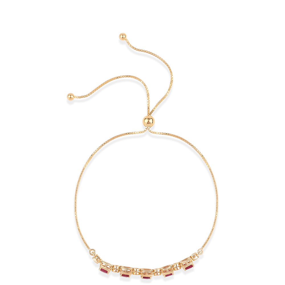 Pozlacený 925 / 1000 Sterlingové Stříbro Náramek s Mozambickým Rubínem a Bílým Topazem