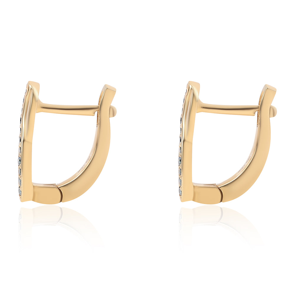 Pozlacené 925 / 1000 Sterlingové Stříbro Náušnice s Modrým Diamantem