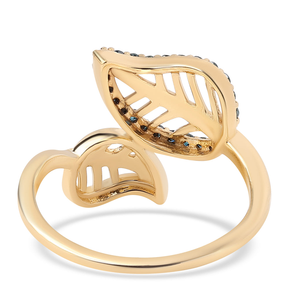 Pozlacený 925 / 1000 Sterlingové Stříbro Prsten s Modrým Diamantem