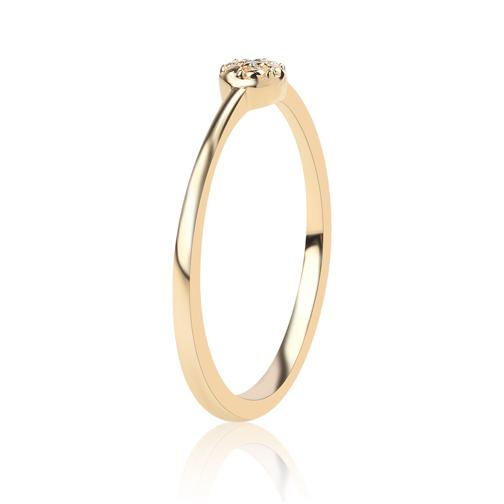 Pozlacené Stříbro 925/1000 - Prsten s Modrým Diamantem - Karátové číslo: 0.01. přibližná hmotnost: 1.25 gramů