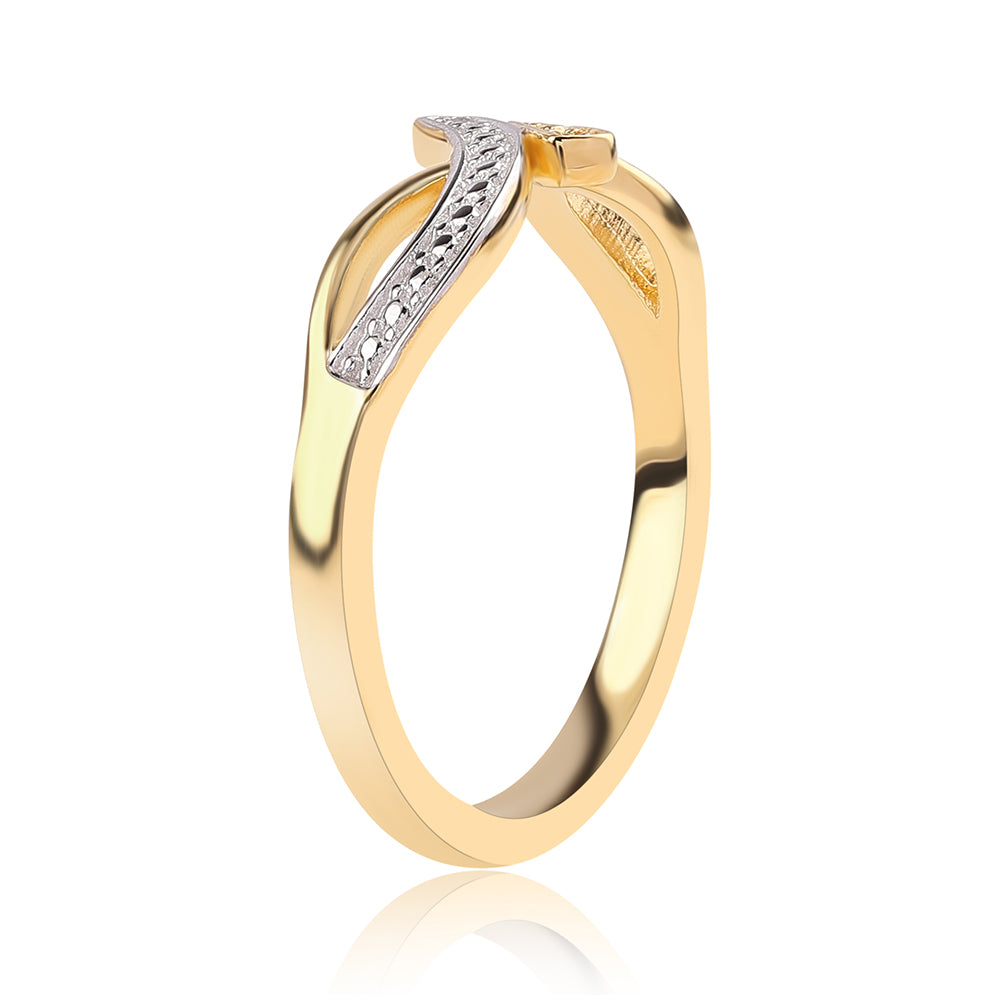 Pozlacené Stříbro 925/1000 - Prsten s Modrým Diamantem a Bílým Topazem - Karátové číslo: 0.01. přibližná hmotnost: 2.46 gramů