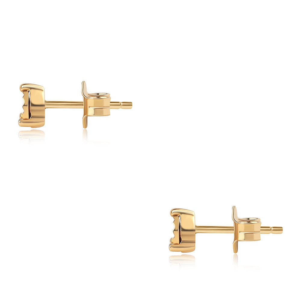 Pozlacené Stříbro 925/1000 - Náušnice s Modrým Diamantem - Karátové číslo: 0.02. přibližná hmotnost: 1.01 gramů