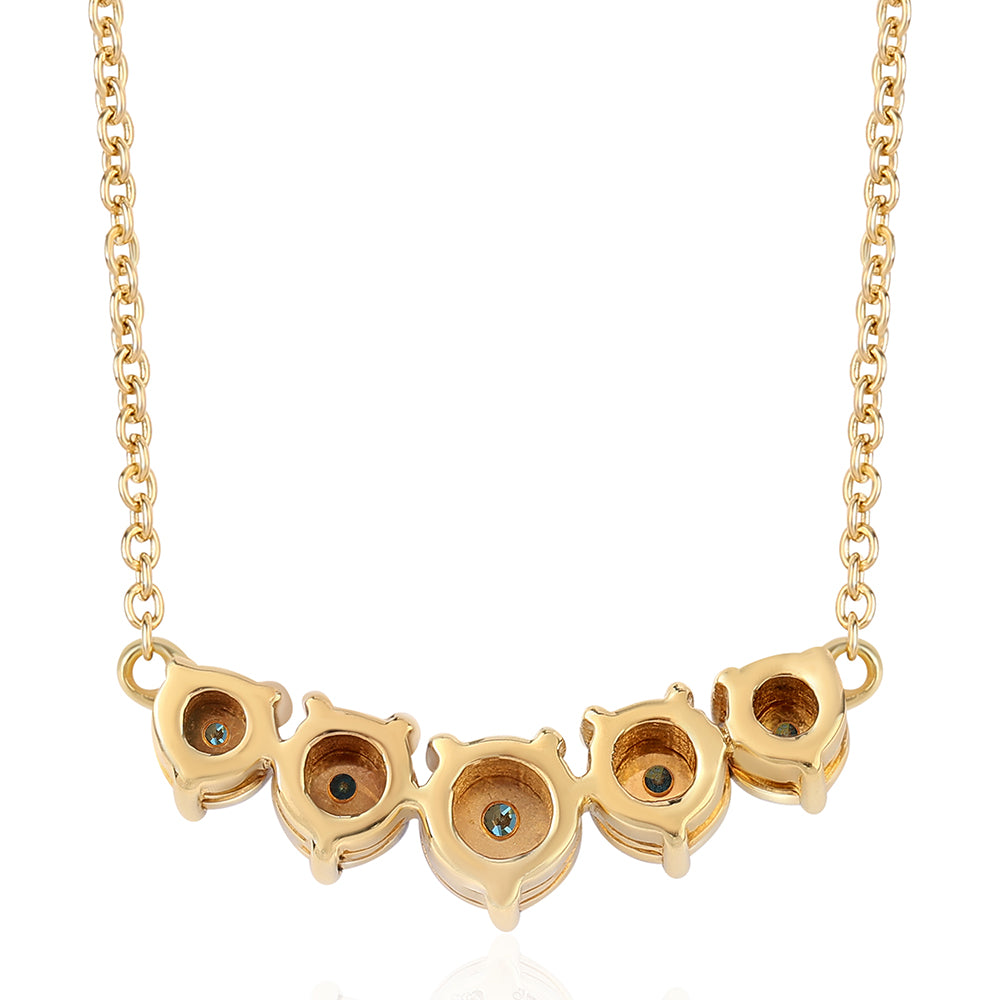 Pozlacený 925 / 1000 Sterlingové Stříbro Náhrdelník s Modrým Diamantem