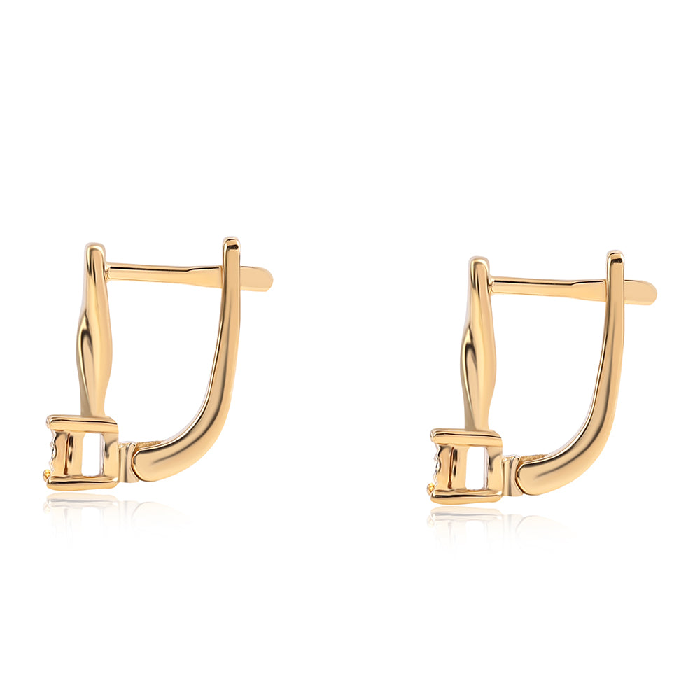 Pozlacené 925 / 1000 Sterlingové Stříbro Náušnice s Modrým Diamantem