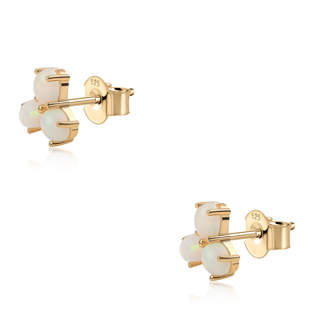 Pozlacené Stříbro 925/1000 - Náušnice s Etiopským Opálem z Lega Dembi - Karátové číslo: 0.72. přibližná hmotnost: 1.17 gramů