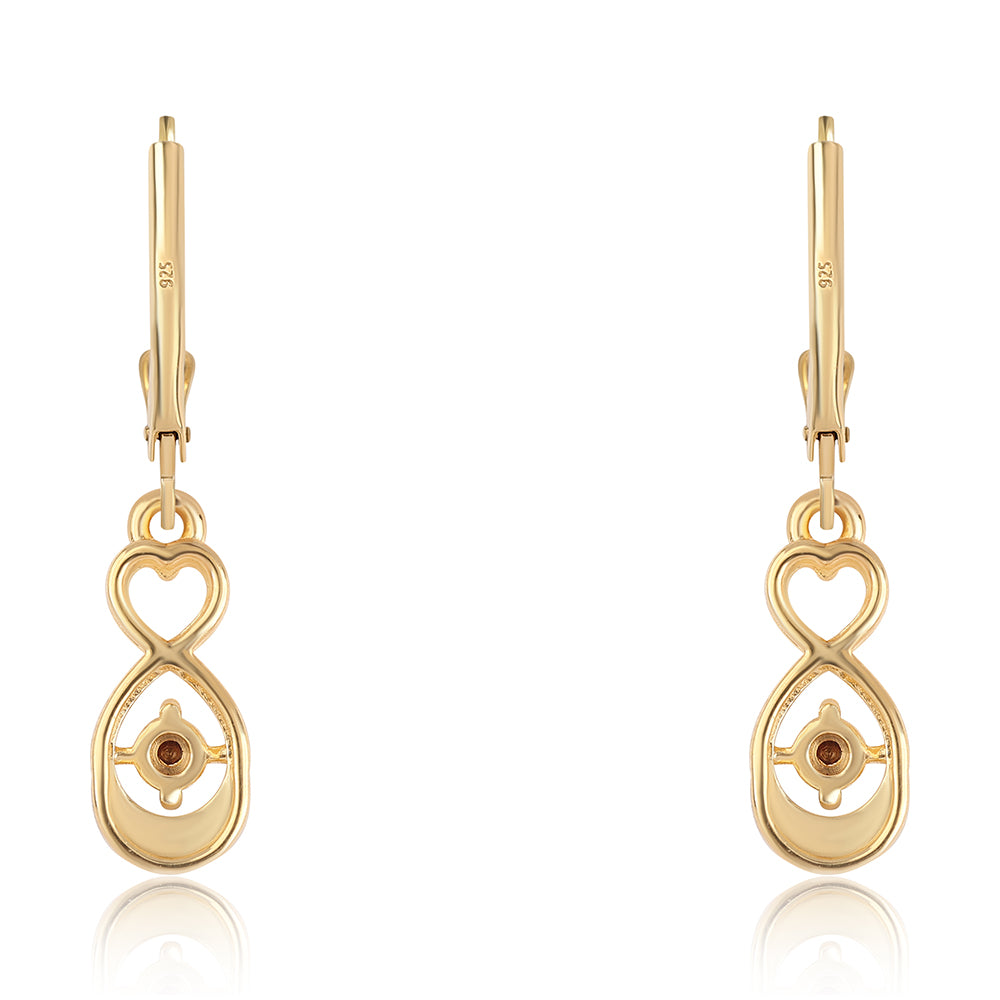 Pozlacené 925 / 1000 Sterlingové Stříbro Náušnice s Červeným Diamantem