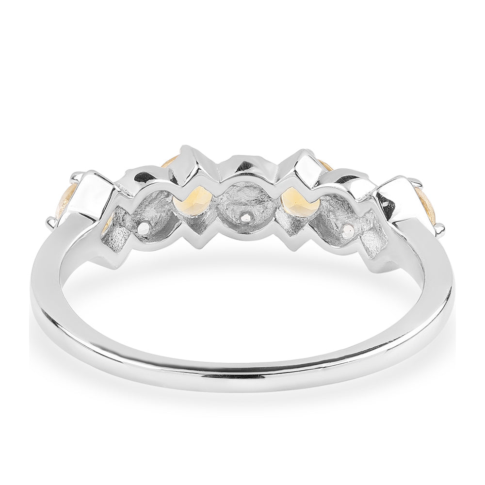 Stříbro 925/1000 - Prsten s Brazilským Citrínem tř.AA a Bílým Topazem - Karátové číslo: 1.11. přibližná hmotnost: 2.63 gramů