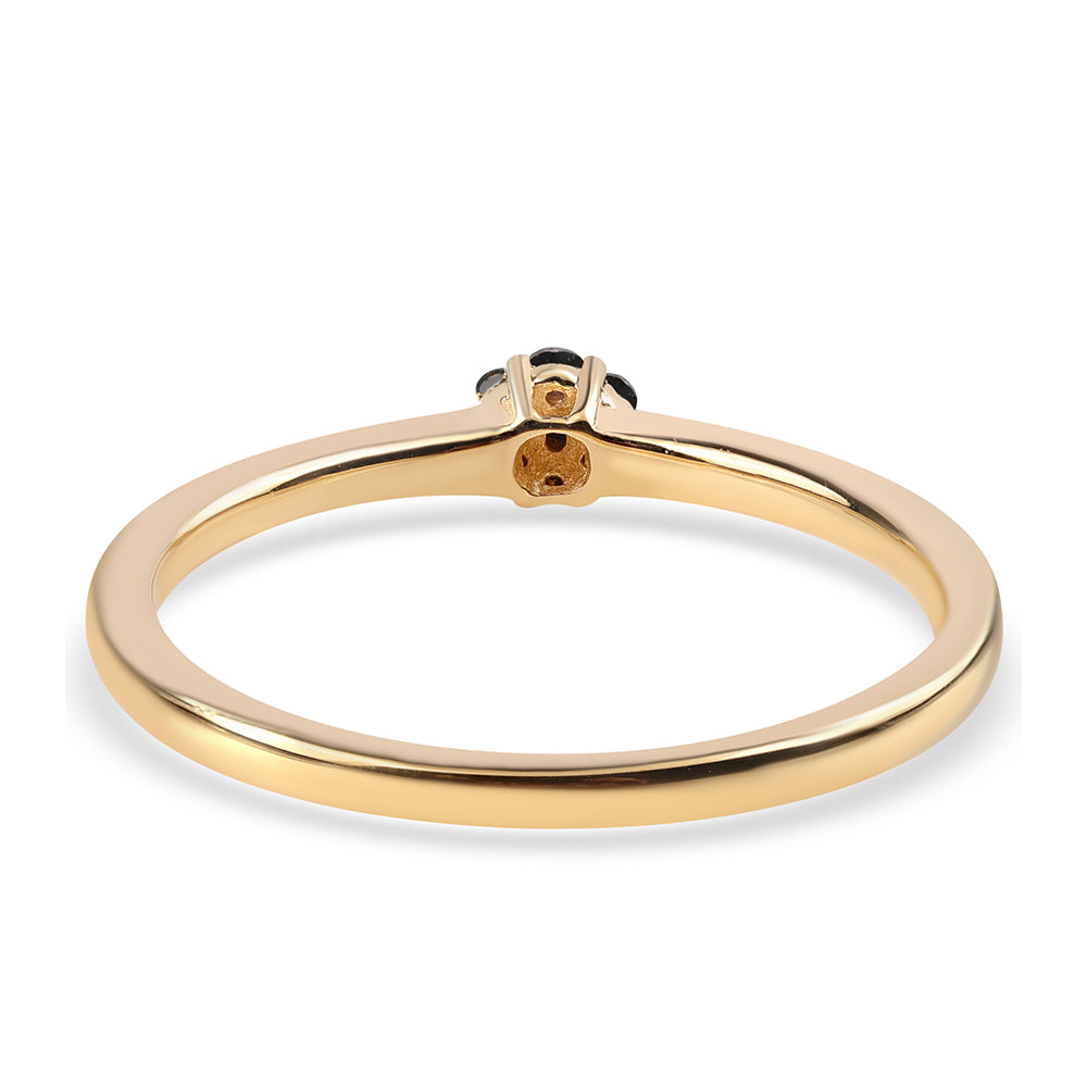 Pozlacené Sterlingové Stříbro 925 / 1000 - Prsten s Černým Diamantem a Bílým Diamantem