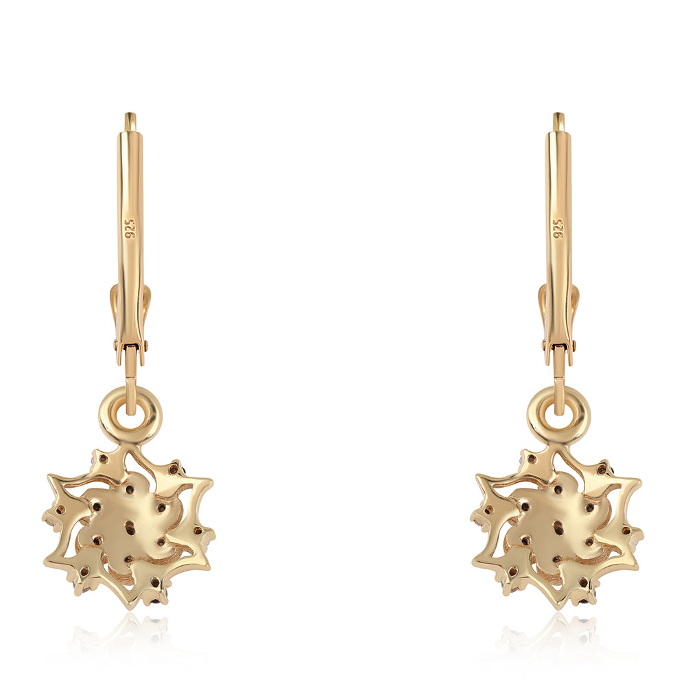 Pozlacené 925 / 1000 Sterlingové Stříbro Náušnice s Černým Diamantem