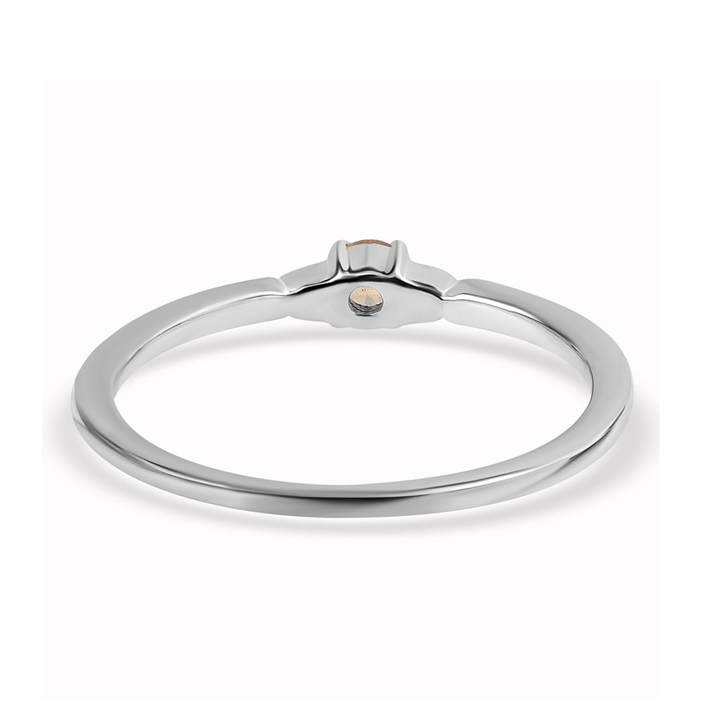 Stříbro 925/1000 - Prsten s Brazilským Citrínem tř.AA a Bílým Topazem - Karátové číslo: 0.18. přibližná hmotnost: 1.69 gramů