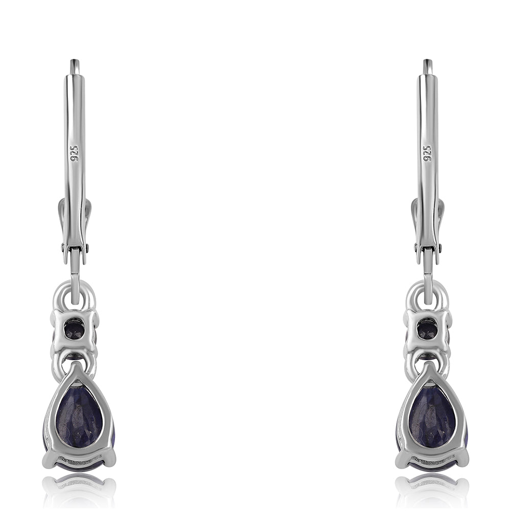 925 / 1000 Sterlingové Stříbro Náušnice s Australským Modrým Safírem