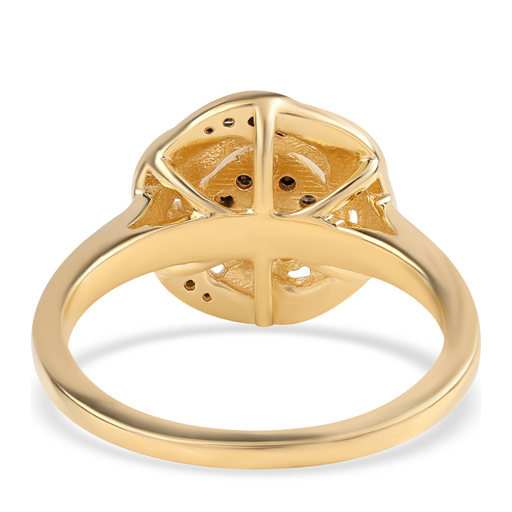 Pozlacený 925 / 1000 Sterlingové Stříbro Prsten s Černým Diamantem