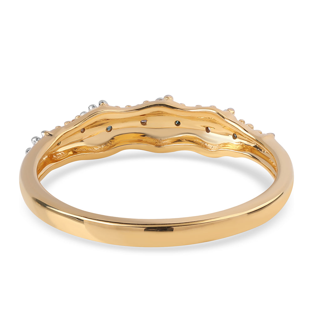 Pozlacené Stříbro 925/1000 - Prsten s Modrým Diamantem a Bílým Diamantem - Karátové číslo: 0.04. přibližná hmotnost: 2.19 gramů