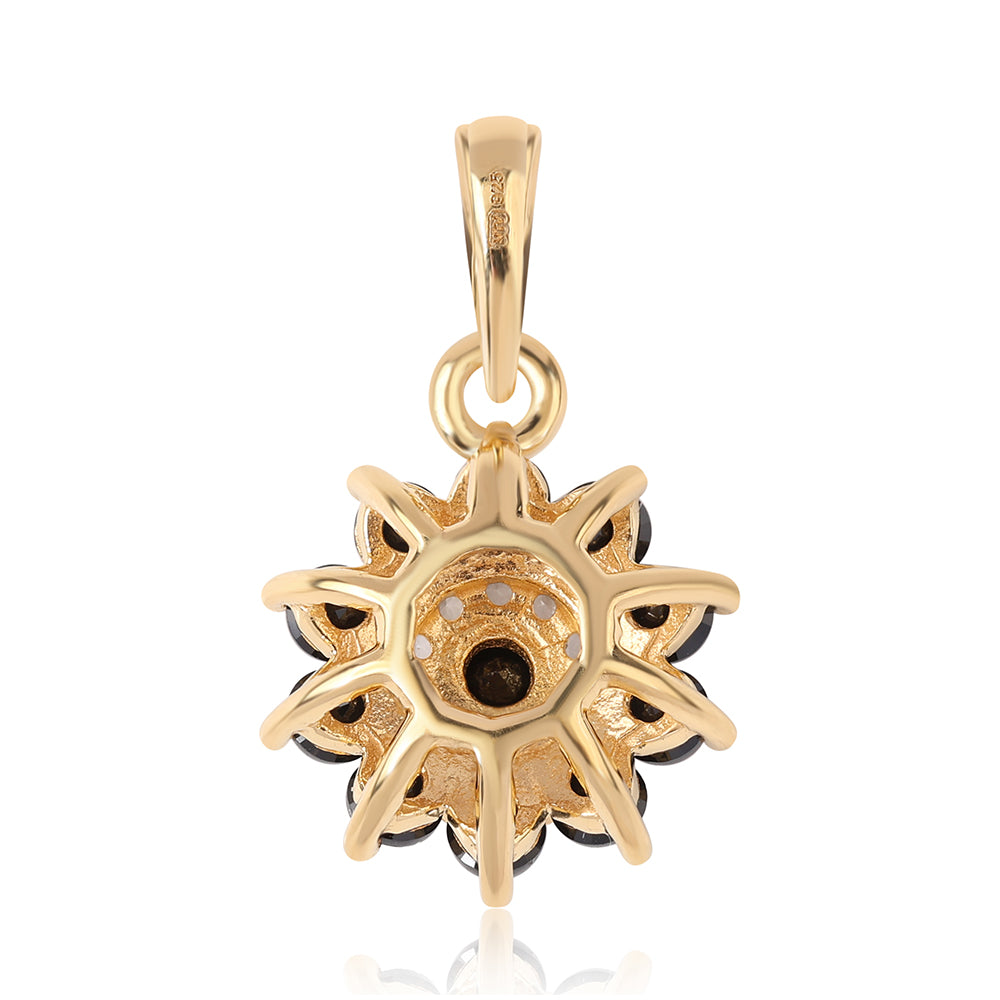 Pozlacený 925 / 1000 Sterlingové Stříbro Přívěsek s Černým spinelem a Bílým Topazem