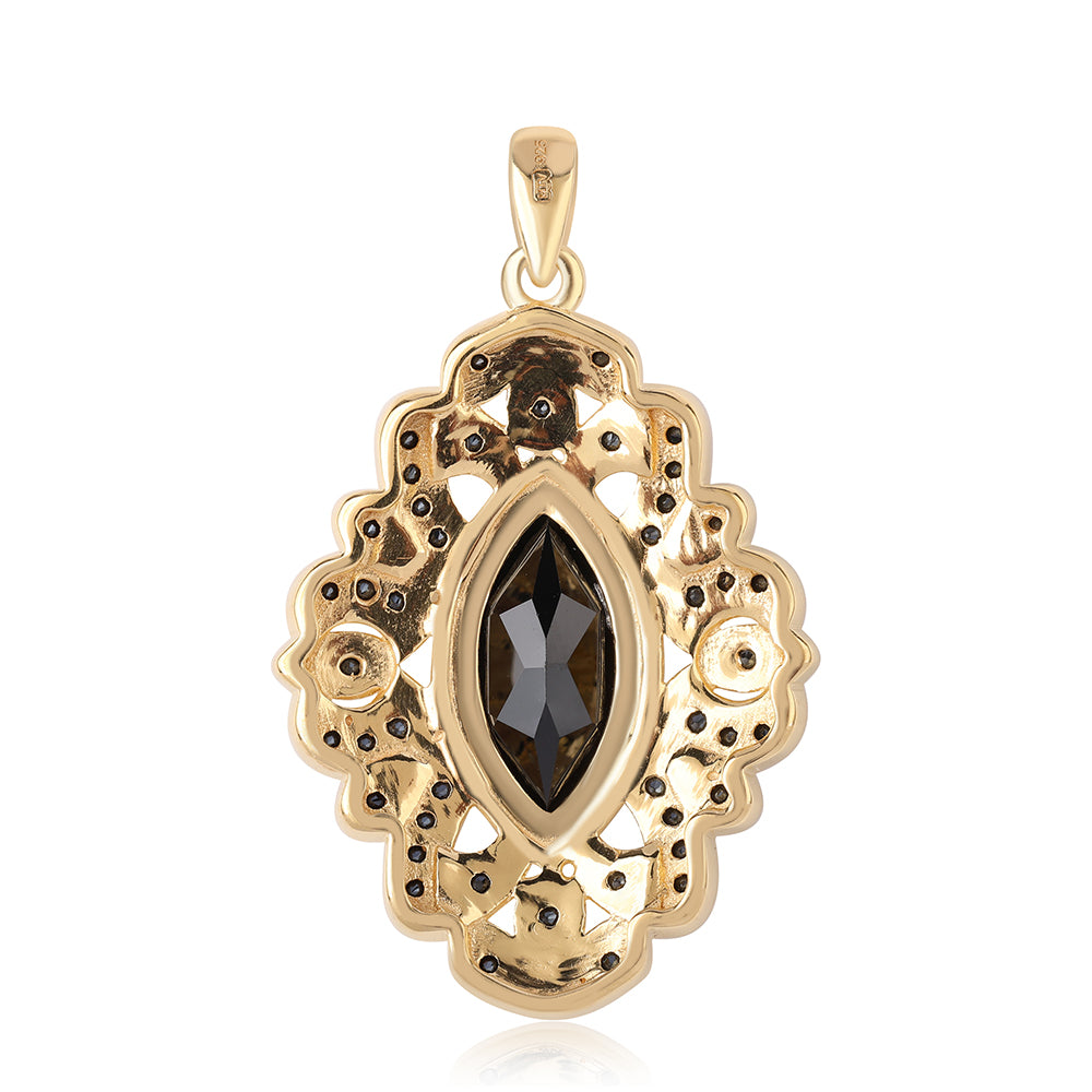 Pozlacený 925 / 1000 Sterlingové Stříbro Přívěsek s Černým spinelem