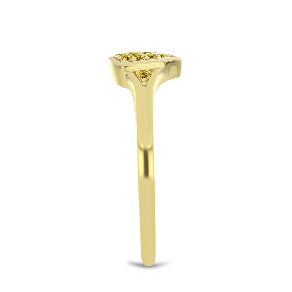 Pozlacené Stříbro 925/1000 - Prsten se Žlutým Diamantem - Karátové číslo: 0.12. přibližná hmotnost: 1.64 gramů