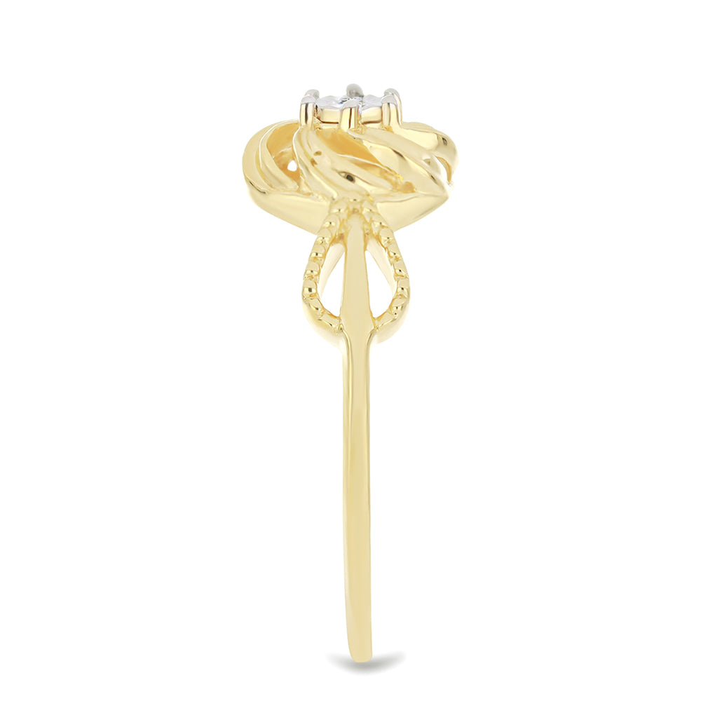 Pozlacené Stříbro 925/1000 - Prsten s Bílým Diamantem - Karátové číslo: 0.01. přibližná hmotnost: 2.25 gramů