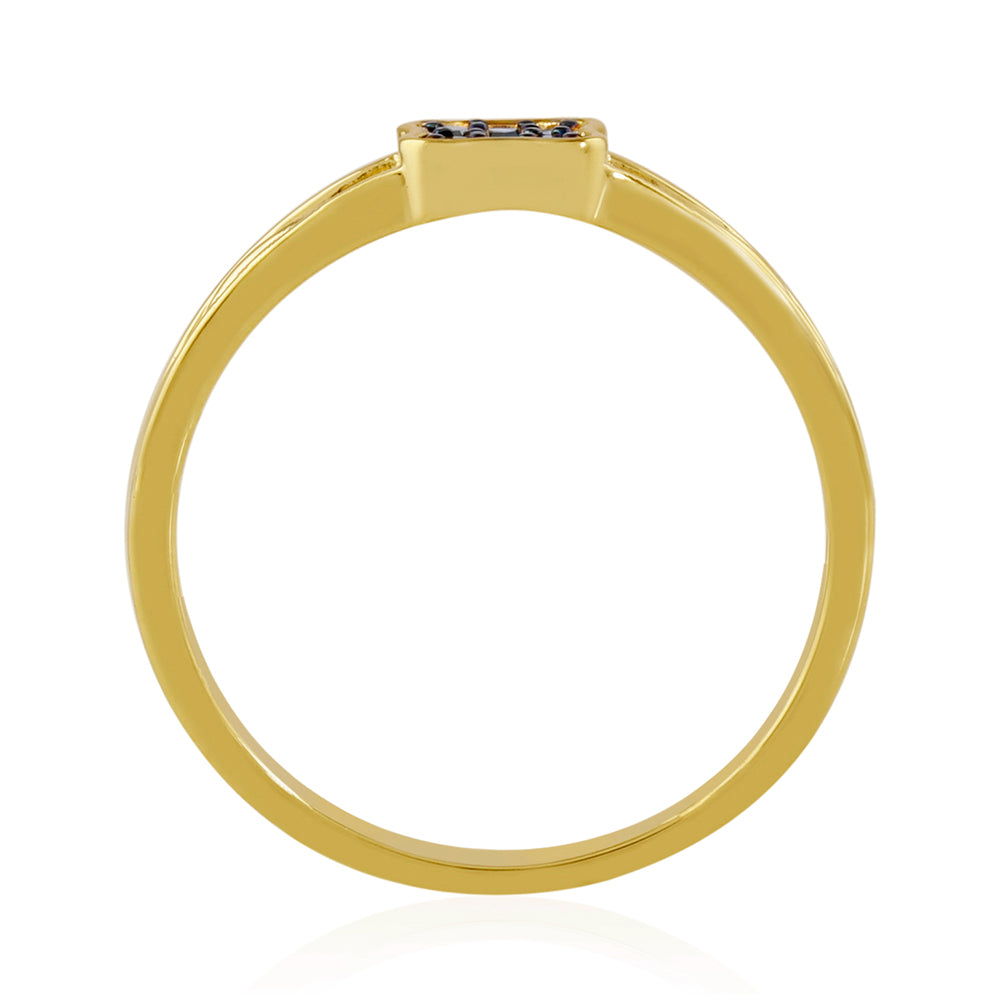 Pozlacené Stříbro 925/1000 - Prsten s Modrým Diamantem - Karátové číslo: 0.07. přibližná hmotnost: 2 gramů