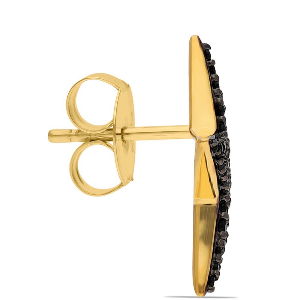 Pozlacené Stříbrné Náušnice s Černým spinelem