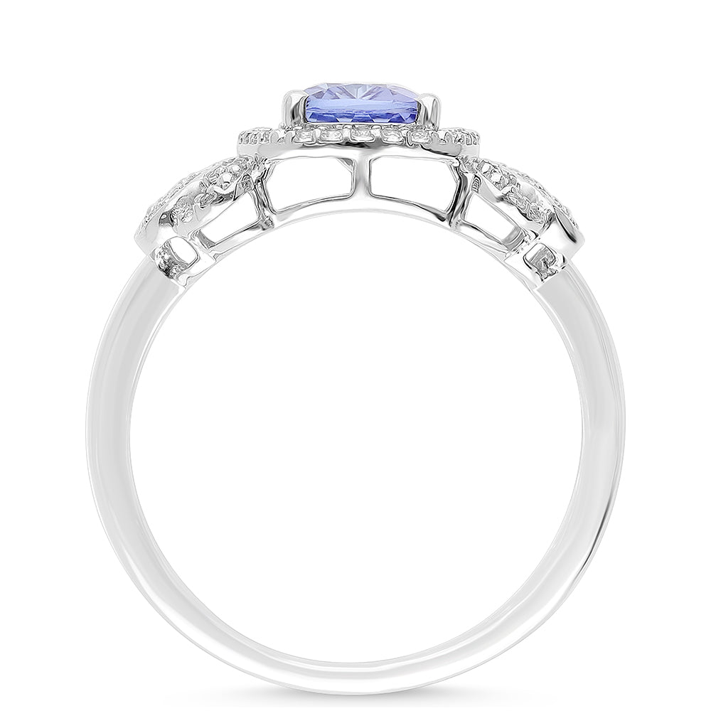 Stříbrný Prsten s Tanzanitem a Bílým Topazem