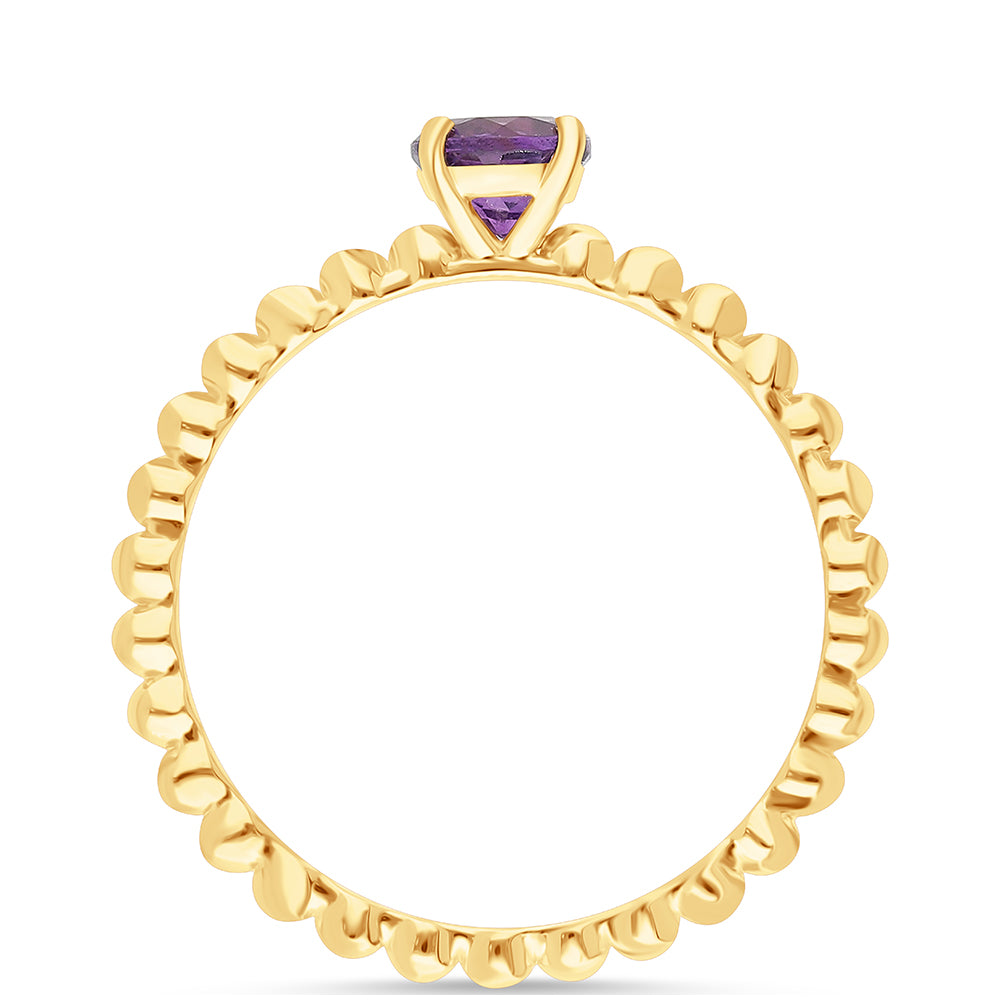 Pozlacené Stříbro 925/1000 - Prsten s Marockým Ametystem - Karátové číslo: 0.47. přibližná hmotnost: 1.55 gramů