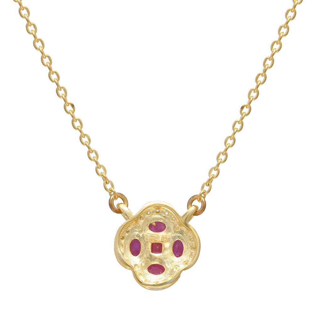 Pozlacené Stříbro 925/1000 - Náhrdelník s Madagaskarským Rubínem - Karátové číslo: 1.25. přibližná hmotnost: 4.02 gramů