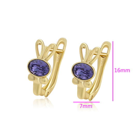 Pozlacené Slitinové Náušnice s Fialovým Emporia® Křišťálem