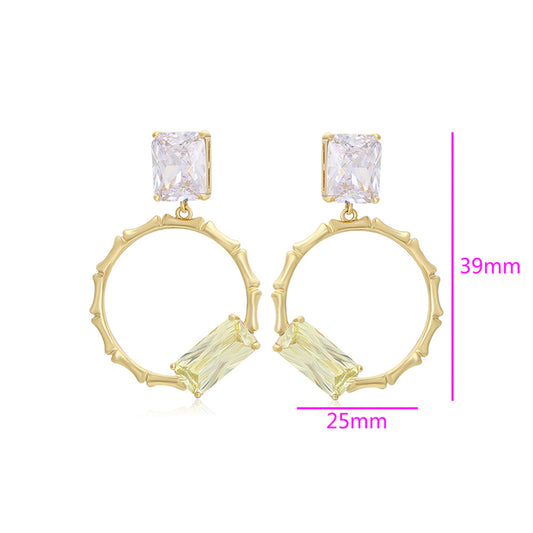 Pozlacené Slitinové Náušnice se Zeleným Emporia® Křišťálem a Bílým Emporia® Křišťálem