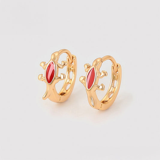 Pozlacené Slitinové Náušnice s Červeným Emporia® Křišťálem