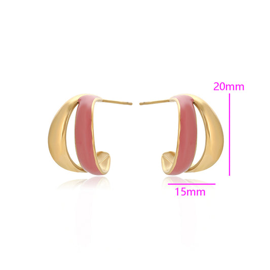 Pozlacené Slitinové Náušnice se Smaltem