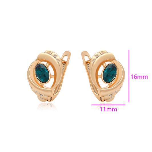 Pozlacené Slitinové Náušnice se Zeleným Emporia® Křišťálem