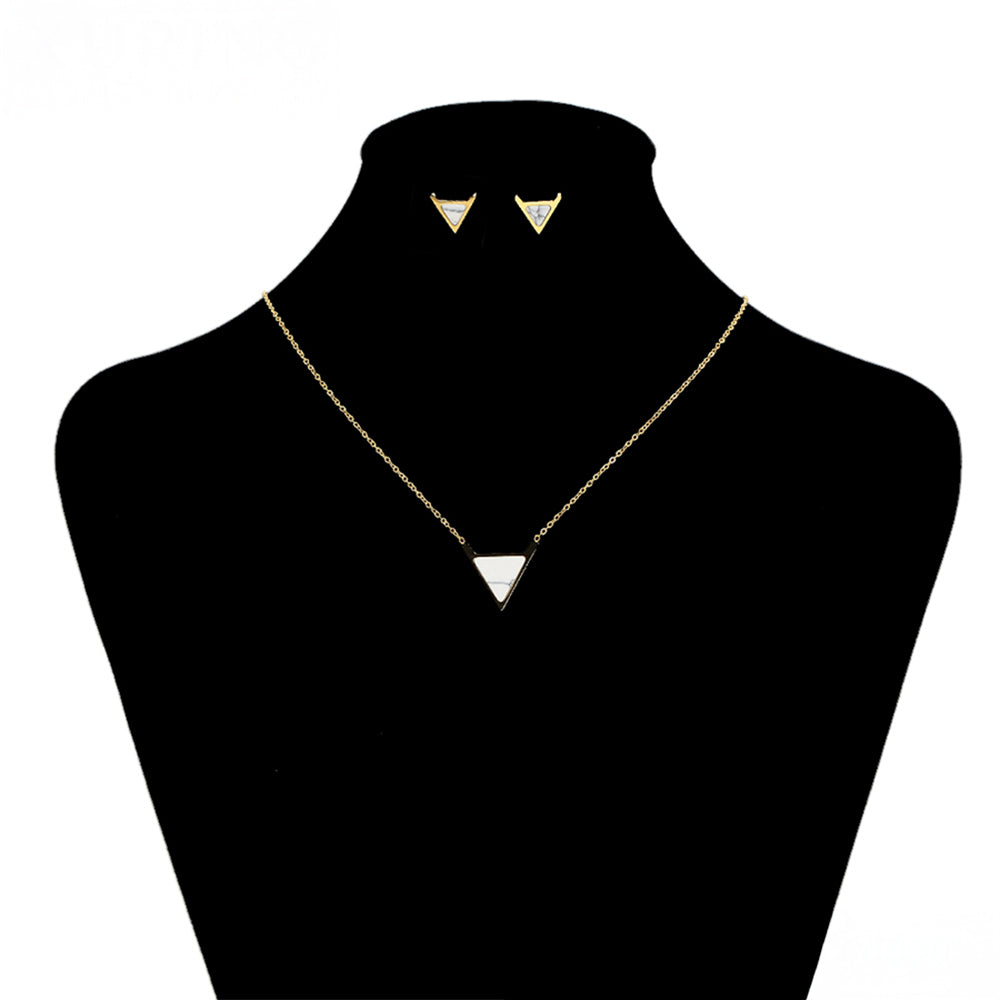 Pozlacená Slitinová Sada s Bílým Emporia® Křišťálem ( Náhrdelník+Náušnice )