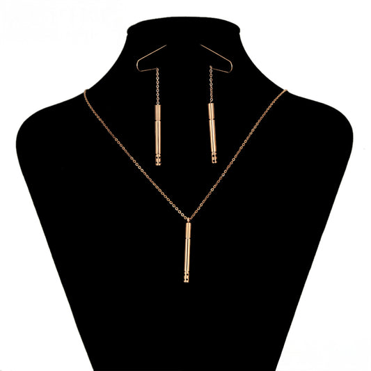 Pozlacená Slitinová Sada s Červeným Emporia® Křišťálem ( Náhrdelník+Náušnice+Přívěsek )