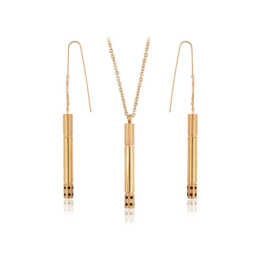 Pozlacená Slitinová Sada s Červeným Emporia® Křišťálem ( Náhrdelník+Náušnice+Přívěsek )