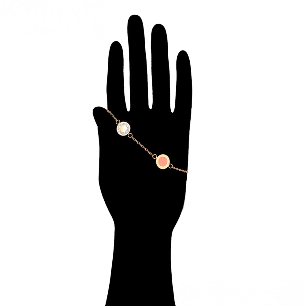 Pozlacená Slitinová Sada s Růžovým Emporia® Křišťálem a Bílým Emporia® Křišťálem ( Náhrdelník+Náramek )