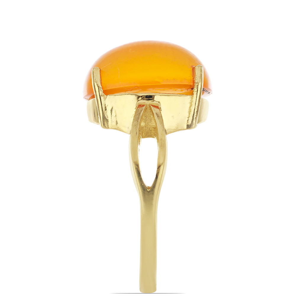 Pozlacené Stříbro 925/1000 - Prsten s Karneolem z Tagebau - Karátové číslo: 9.91. přibližná hmotnost: 4.75 gramů