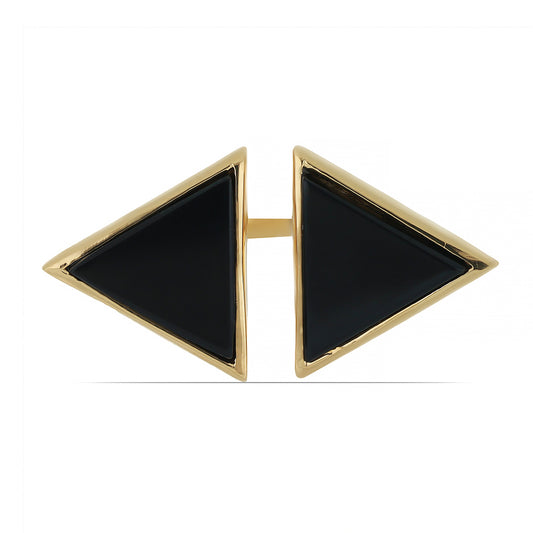 Pozlacené stříbro 925/1000 Prsten s Černým Suwarským Onyxem - Karátové číslo: 2.54. přibližná hmotnost: 3.77 gramů